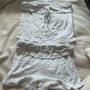 White strapless top & short set